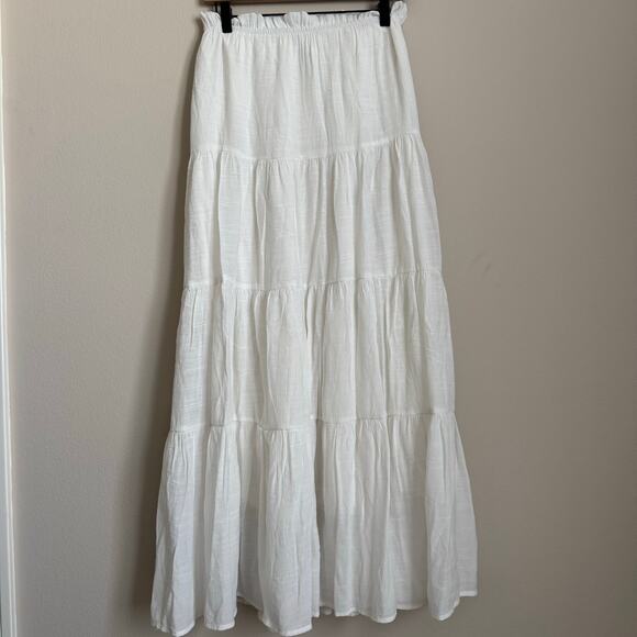 Princess Polly Mya White Maxi Skirt Womens Size 6 Cottage Boho Festival Stretchy - Picture 2 of 11